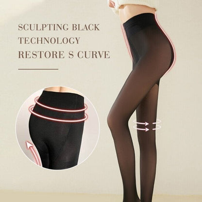 💕Flawless Legs Fake Translucent Warm Plush Lined Elastic Tights