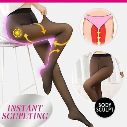 💕Flawless Legs Fake Translucent Warm Plush Lined Elastic Tights