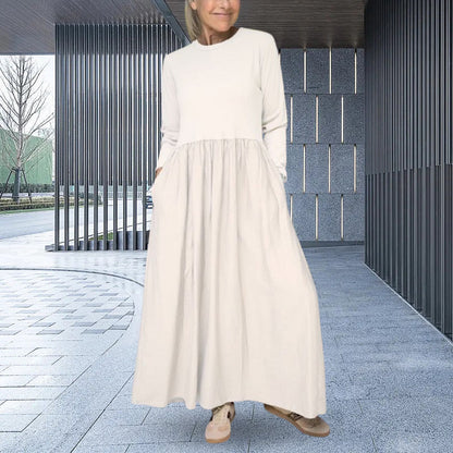 Flowy Knit Midi Dress with Full Sleeves