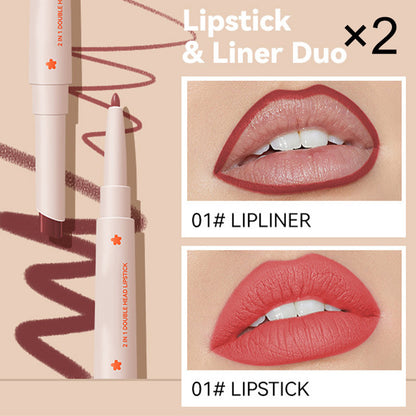 Long-Lasting Double Head Lipstick & Lip Liner