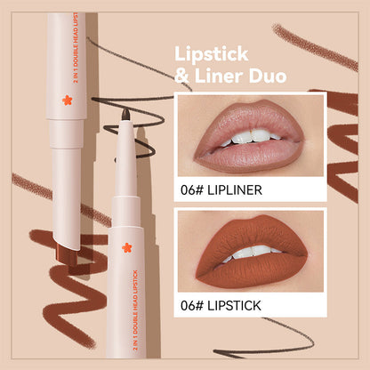 Long-Lasting Double Head Lipstick & Lip Liner