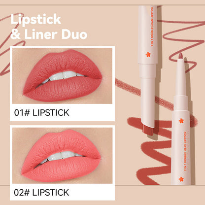Long-Lasting Double Head Lipstick & Lip Liner