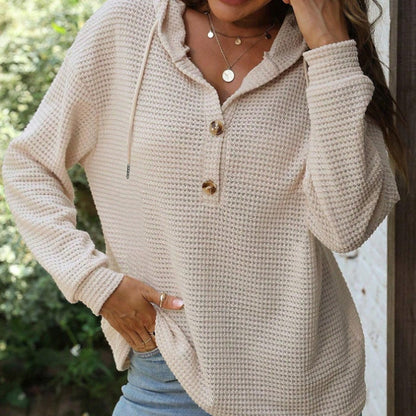 🍂 Fall Essential | Women's Cozy Solid-Color Hooded Long-Sleeve Top