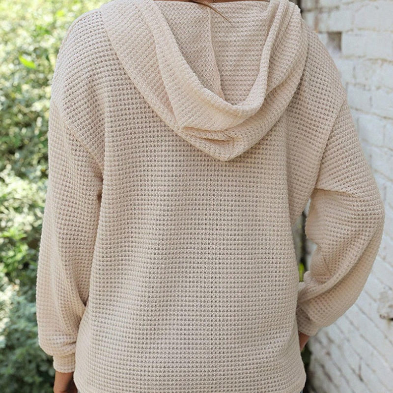 🍂 Fall Essential | Women's Cozy Solid-Color Hooded Long-Sleeve Top