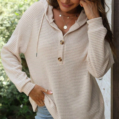 🍂 Fall Essential | Women's Cozy Solid-Color Hooded Long-Sleeve Top
