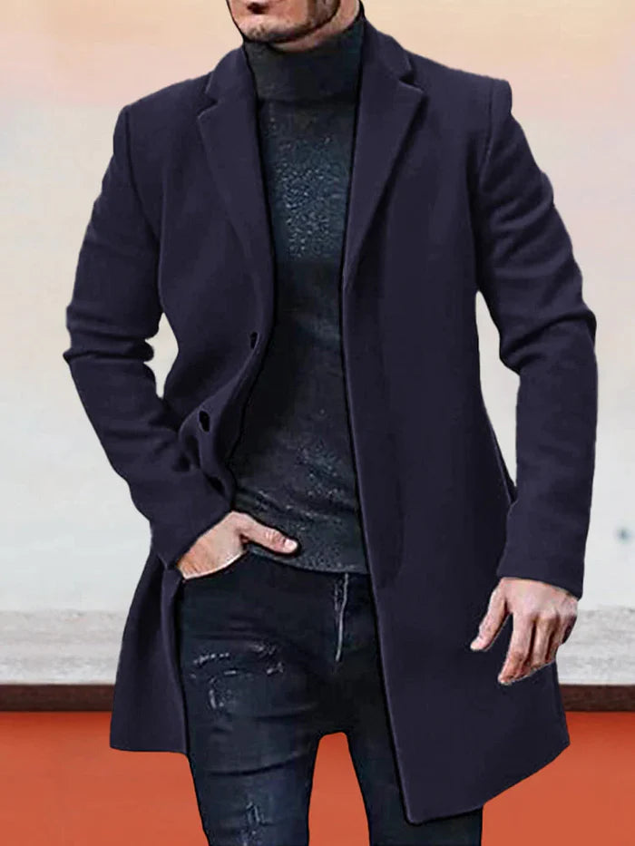 👔 Men's Classic Single Row Buckle Solid Color Jacket - Timeless Daily Essential