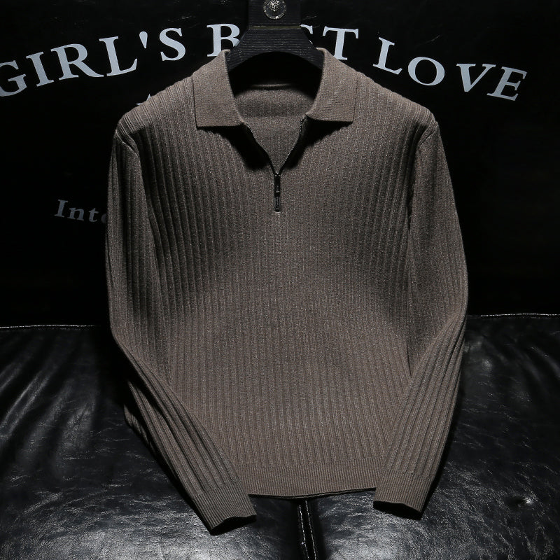 [Men’s Gift] Men’s Half Zip Pullover Lapel Collar Casual Knit Top