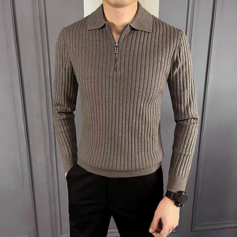[Men’s Gift] Men’s Half Zip Pullover Lapel Collar Casual Knit Top