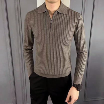 [Men’s Gift] Men’s Half Zip Pullover Lapel Collar Casual Knit Top