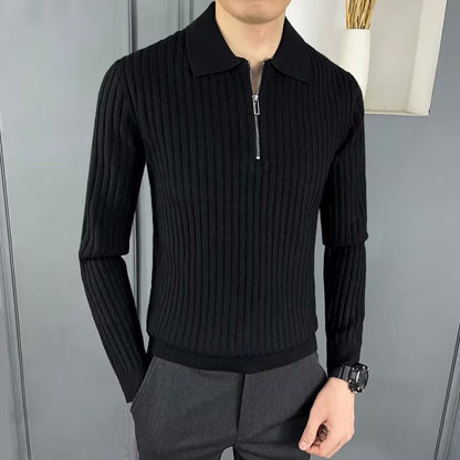 [Men’s Gift] Men’s Half Zip Pullover Lapel Collar Casual Knit Top