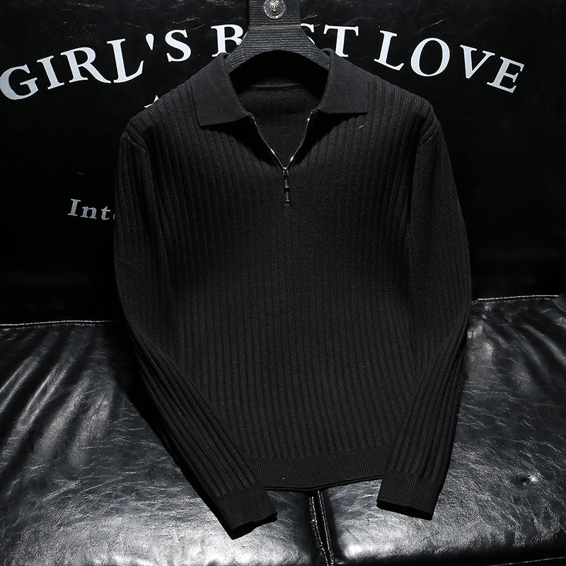 [Men’s Gift] Men’s Half Zip Pullover Lapel Collar Casual Knit Top