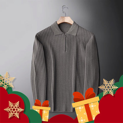 [Men’s Gift] Men’s Half Zip Pullover Lapel Collar Casual Knit Top
