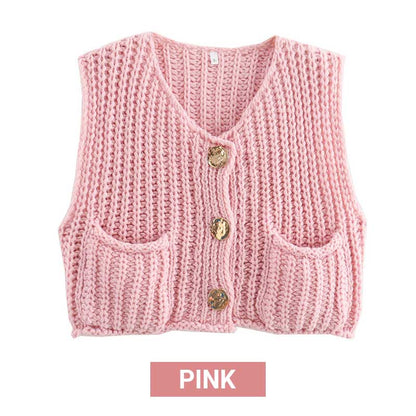 Women’s Chunky Knit Button-Down Sweater Vest