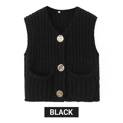 Women’s Chunky Knit Button-Down Sweater Vest