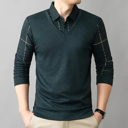 🔥Limited time 49% off🔥Men's Lapel Faux Two-Piece Warm Top