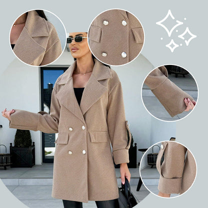 Women's Solid Color Double Breasted Coat