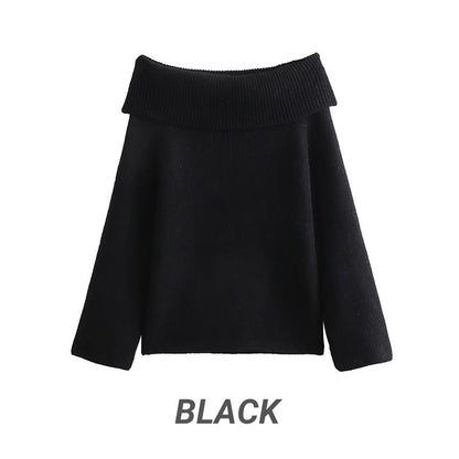 Women's Off-Shoulder Relaxed Long Sleeve Sweater