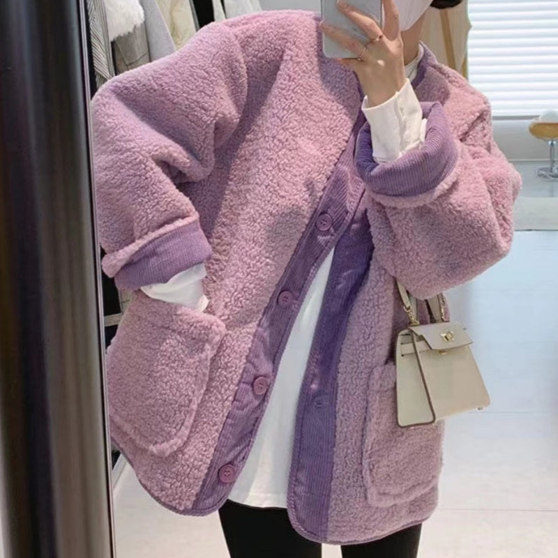Solid Button Down Coats with Pockets（50% OFF）