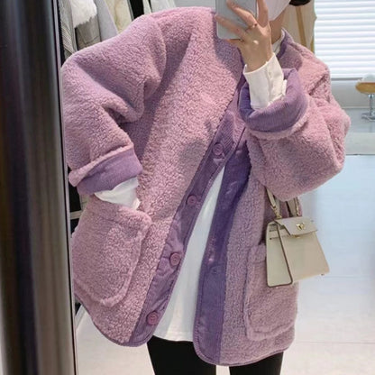 Solid Button Down Coats with Pockets（50% OFF）