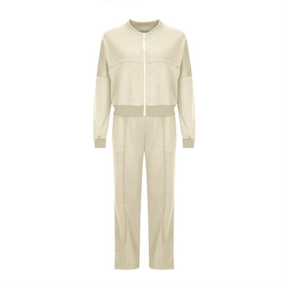 ✨ Chic Autumn/Winter Solid Zip-Up Hoodie & Straight Pants Set (top + trousers) 🍂💖