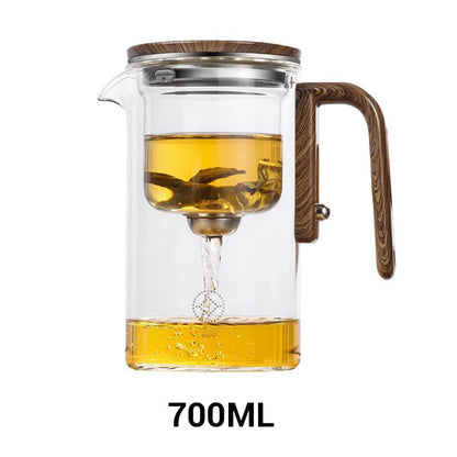🔥LIMITED SALE 50% OFF🔥Water Separation Glass Teapot with Wooden Handle