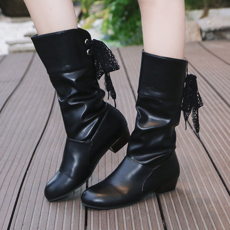 🎁Hot Sale 49% OFF⏳Women's Lace-Up Chunky Heel Mid-Calf Boots