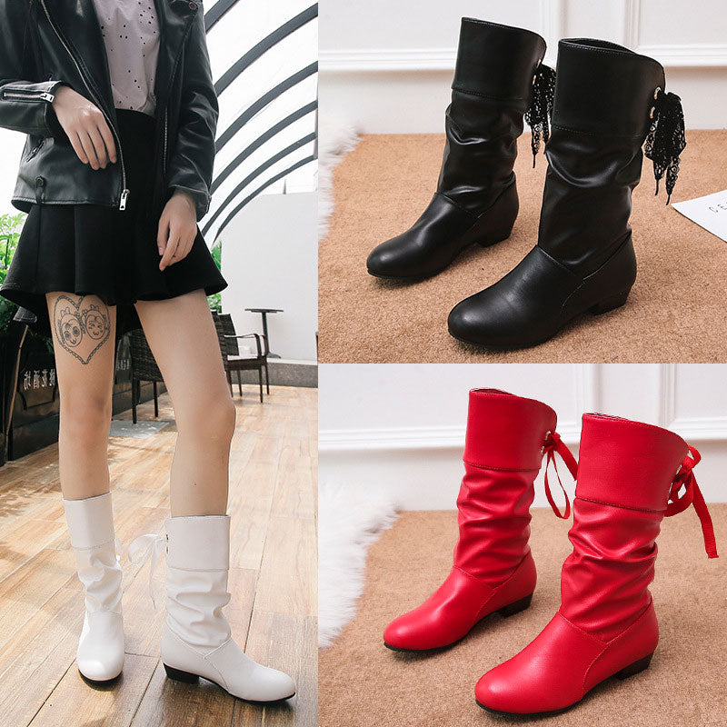 🎁Hot Sale 49% OFF⏳Women's Lace-Up Chunky Heel Mid-Calf Boots