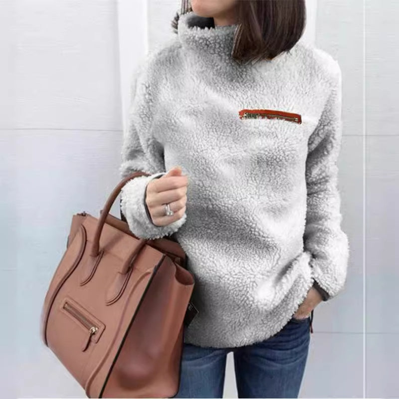 Women's Turtleneck Pullover With Zipper Detail