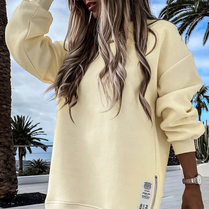 🔥Hot Promotion 49% OFF🔥Casual Long Sleeve Zipper Slit Oversized Sweatshirt