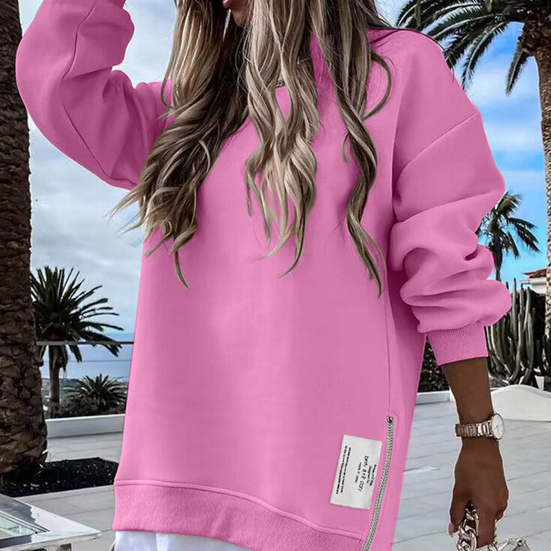 🔥Hot Promotion 49% OFF🔥Casual Long Sleeve Zipper Slit Oversized Sweatshirt
