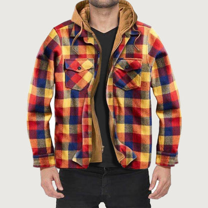 ⏳New Arrivals 50% Off⏰ Quilted lined plaid jacket with hood for men