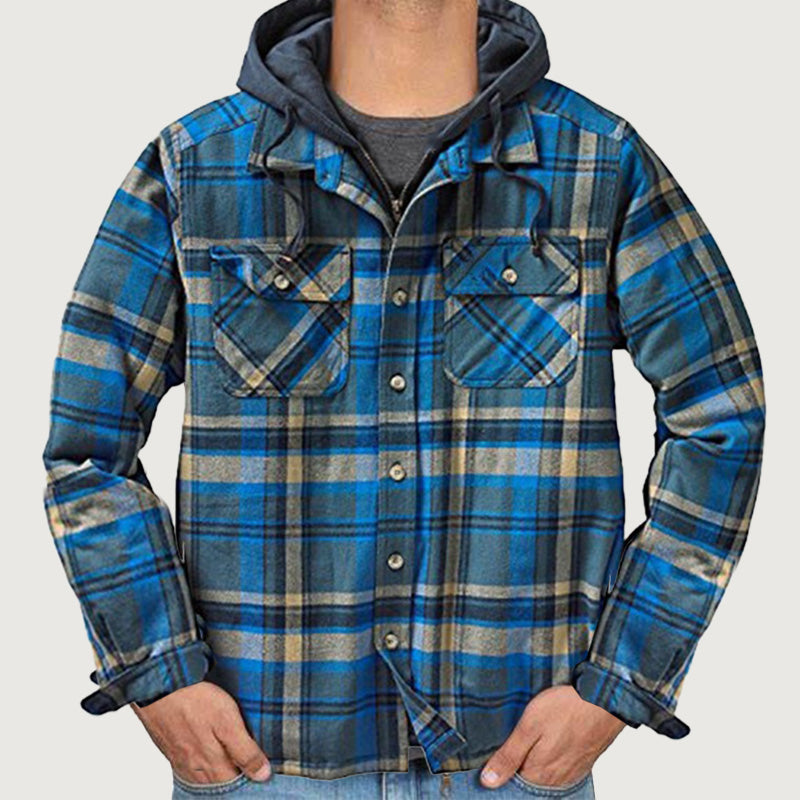 ⏳New Arrivals 50% Off⏰ Quilted lined plaid jacket with hood for men
