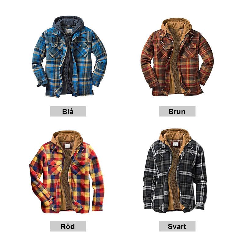 ⏳New Arrivals 50% Off⏰ Quilted lined plaid jacket with hood for men