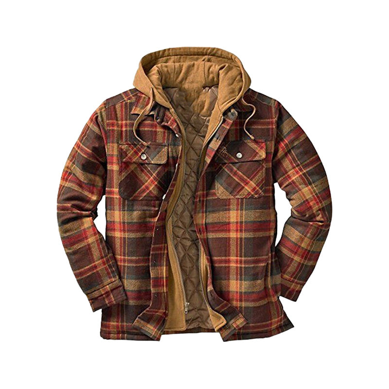 ⏳New Arrivals 50% Off⏰ Quilted lined plaid jacket with hood for men