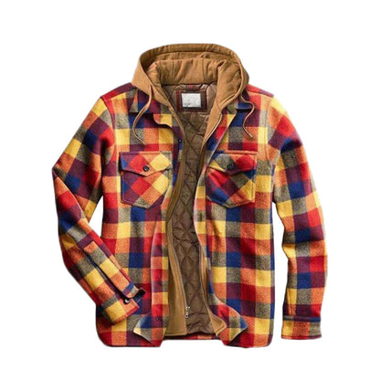 ⏳New Arrivals 50% Off⏰ Quilted lined plaid jacket with hood for men