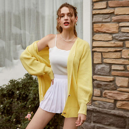 Women’s Casual Loose V-neck Button Knitted Cardigan