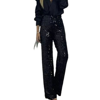 🍂Autumn Specials🍂 Women's High-Waist Sequin Slim Stretch Pants with Flared Legs
