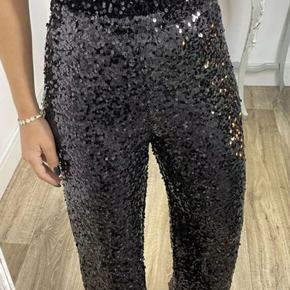 🍂Autumn Specials🍂 Women's High-Waist Sequin Slim Stretch Pants with Flared Legs