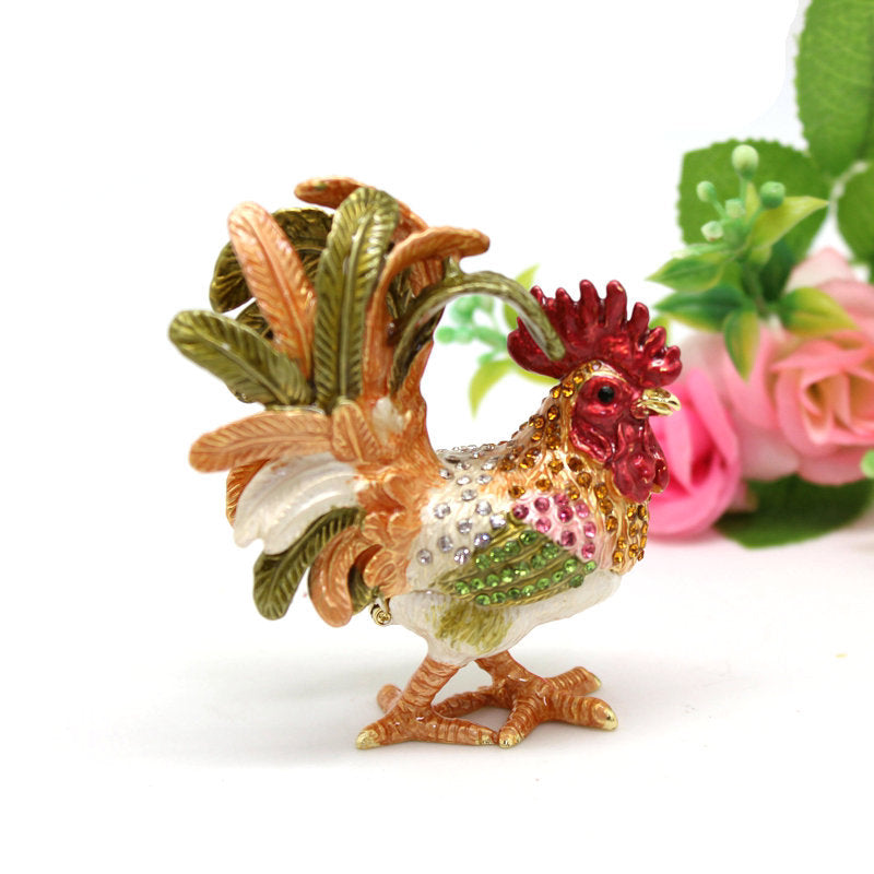 Metal Enamel Craft Lucky Zodiac Rooster Ornament