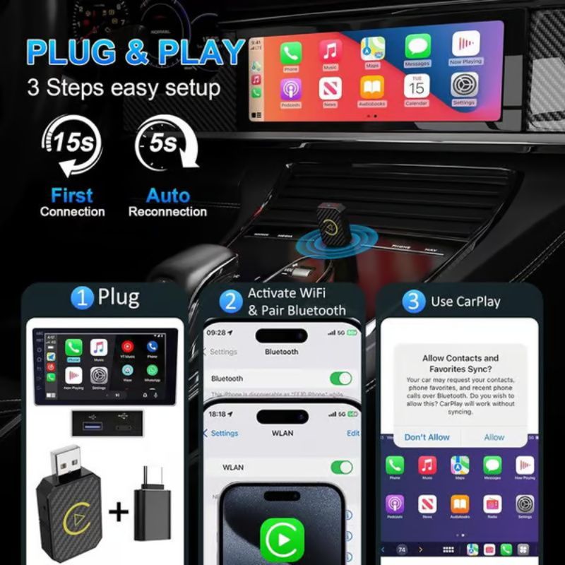⏳Last Day 50% Off 💥 Mini Wireless CarPlay Adapter