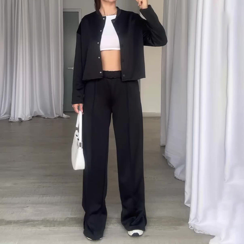 💥Hot Sale 50% OFF💥Women’s Solid Color Jacket and Loose Pants 2-Piece Set