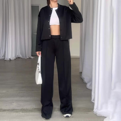 💥Hot Sale 50% OFF💥Women’s Solid Color Jacket and Loose Pants 2-Piece Set