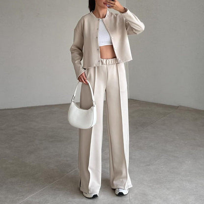 💥Hot Sale 50% OFF💥Women’s Solid Color Jacket and Loose Pants 2-Piece Set