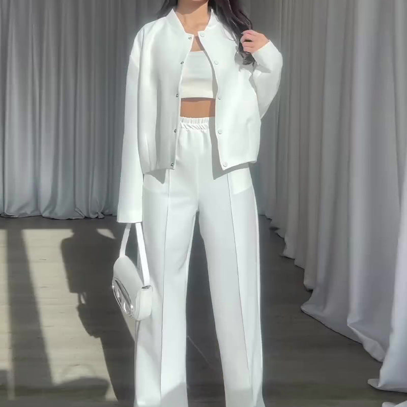 💥Hot Sale 50% OFF💥Women’s Solid Color Jacket and Loose Pants 2-Piece Set