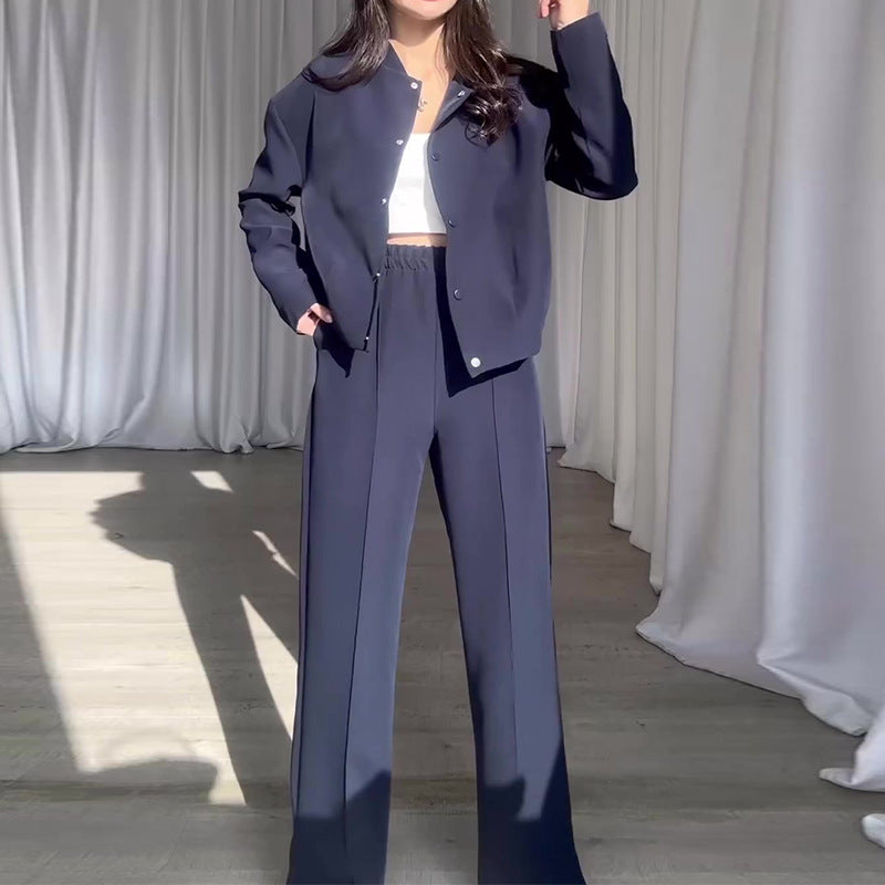 💥Hot Sale 50% OFF💥Women’s Solid Color Jacket and Loose Pants 2-Piece Set