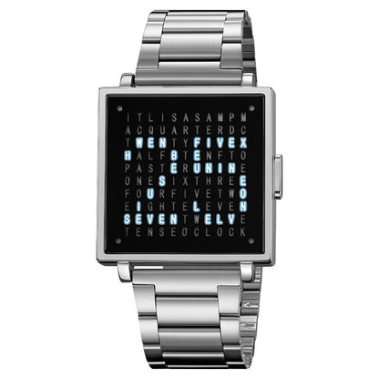 Men's Waterproof Square Electronic Watch with Steel Band