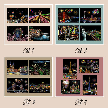 🧠4pcs Creative Scratch Paintings Set with Tool（🚀55%OFF）