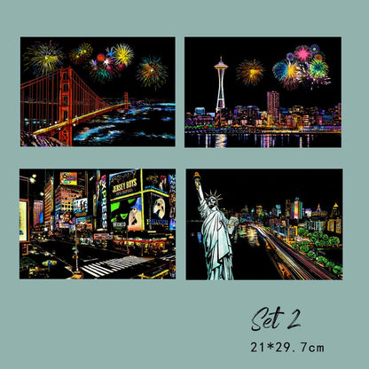 🧠4pcs Creative Scratch Paintings Set with Tool（🚀55%OFF）