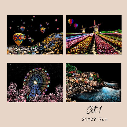 🧠4pcs Creative Scratch Paintings Set with Tool（🚀55%OFF）