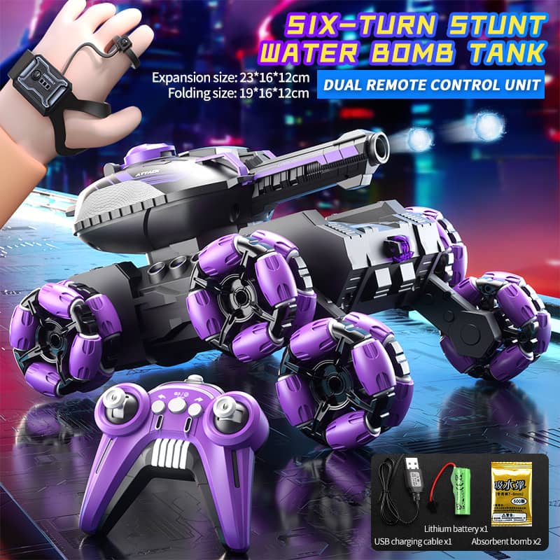 🔥Remote Control Six-Wheel Tank - Transformable for Battle🏎️